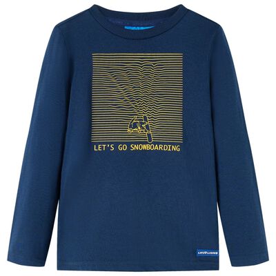 Otroška majica z dolgimi rokavi mornarsko modra 116