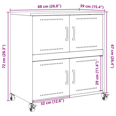 vidaXL Komoda črna 68x39x72 cm hladno valjano jeklo