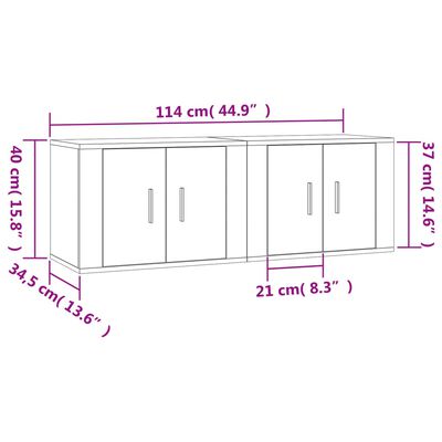 vidaXL Stenska TV omarica 2 kosa betonsko siva 57x34,5x40 cm