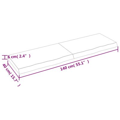 vidaXL Mizna plošča rjav 140x40x(2-6)cm obdelana trdna hrastovina