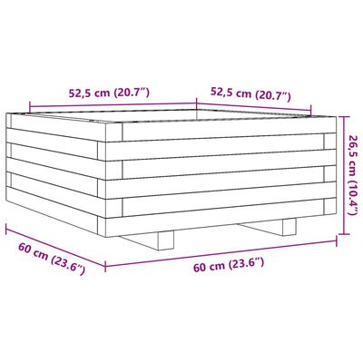 vidaXL Vrtno cvetlično korito voščeno 60x60x26,5 cm trdna borovina