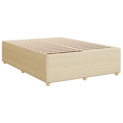 vidaXL Box spring postelja z vzmetnico krem 160x200 cm blago