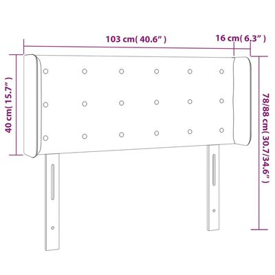 vidaXL LED posteljno vzglavje temno modro 103x16x78/88 cm žamet