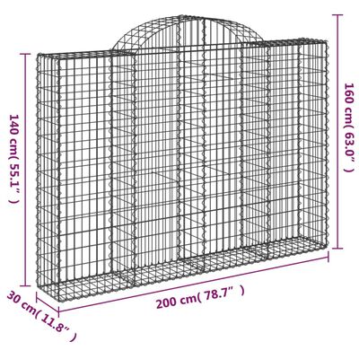 vidaXL Obokane gabion košare 6 kosov 200x30x140/160cm pocinkano železo