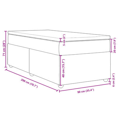 vidaXL Box spring postelja z vzmetnico modra 90x200 cm blago