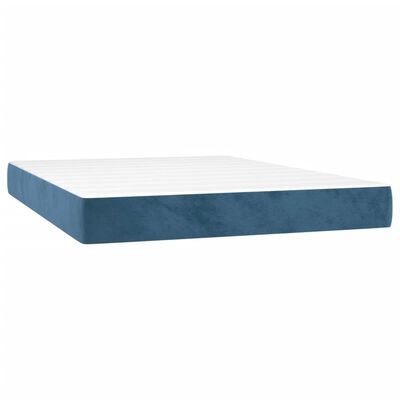 vidaXL Box spring postelja z vzmetnico temno modra 140x200 cm žamet