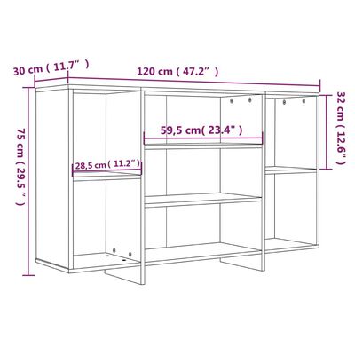 vidaXL Komoda visok sijaj bela 120x30x75 cm iverna plošča