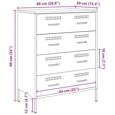 vidaXL Komoda črna 68x39x89 cm jeklo