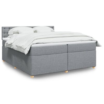 vidaXL Box spring postelja z vzmetnico svetlo siva 200x200 cm blago