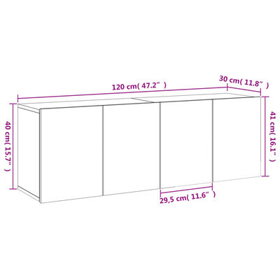 vidaXL Stenske TV omarice 2 kosa siva sonoma 60x30x41 cm