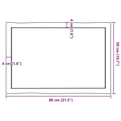 vidaXL Mizna plošča 80x50x(2-4) cm neobdelana hrastovina naraven rob