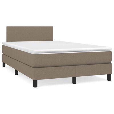 vidaXL Box spring postelja z vzmetnico taupe 120x200 cm blago