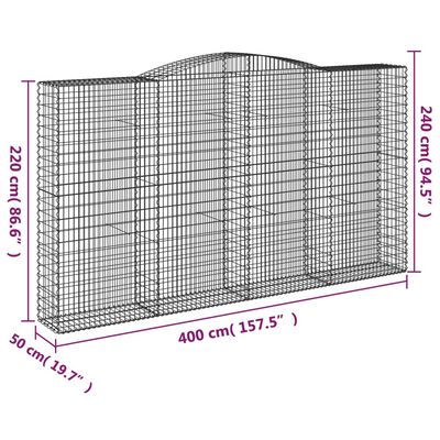 vidaXL Obokane gabion košare 15 kos 400x50x220/240 cm pocinkano železo