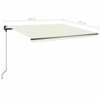 vidaXL Ročno zložljiva tenda z LED lučkami 400x350 cm krem