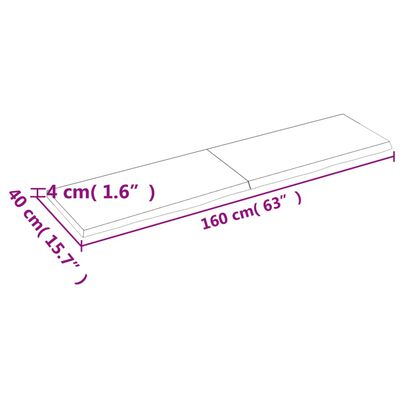 vidaXL Mizna plošča rjav 160x40x(2-4)cm obdelana trdna hrastovina