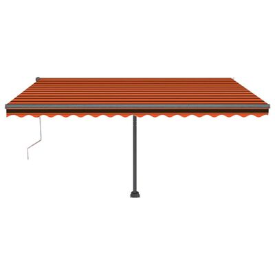 vidaXL Avtomatska tenda LED + senzor 450x300 cm oranžna/rjava