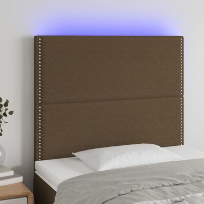 vidaXL LED posteljno vzglavje temno rjavo 100x5x118/128 cm blago