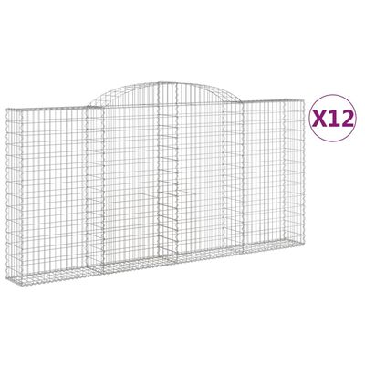 vidaXL Obokane gabion košare 12 kosi 300x30x140/160cm pocinkano železo