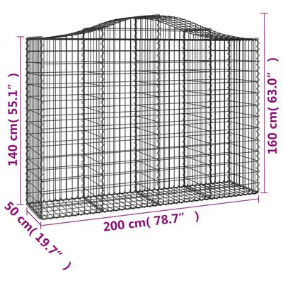 vidaXL Obokane gabion košare 4 kosi 200x50x140/160 cm pocinkano železo