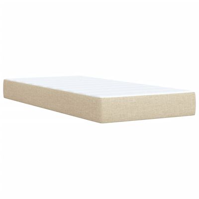 vidaXL Box spring postelja z vzmetnico krem 90x190 cm blago