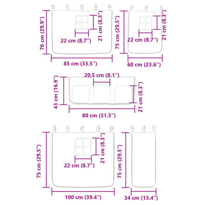 vidaXL Pograd z zavesami moder 80x200 cm trdna borovina