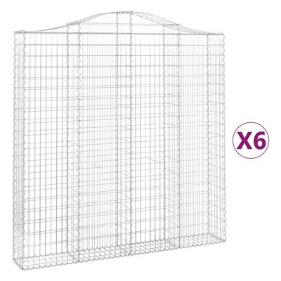 vidaXL Obokane gabion košare 6 kosi 200x30x200/220 cm pocinkano železo