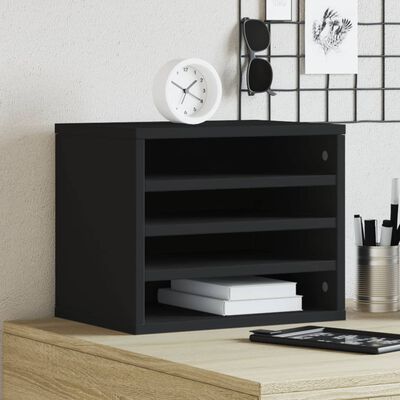 vidaXL Organizator za pisalno mizo črn 36x26x29,5 cm inženirski les