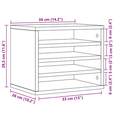 vidaXL Organizator za pisalno mizo črn 36x26x29,5 cm inženirski les