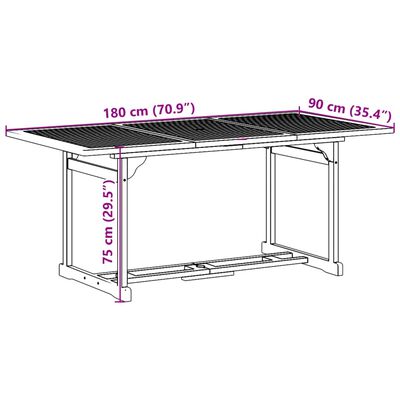 vidaXL Vrtna jedilna garnitura 9-delna 180x90x75 cm trden akacijev les