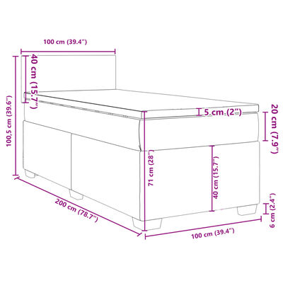 vidaXL Box spring postelja z vzmetnico krem 100x200 cm blago