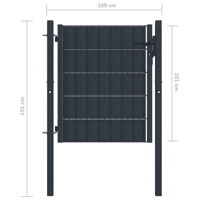 vidaXL Vrata za ograjo PVC in jeklo 100x101 cm antracitna