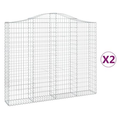 vidaXL Obokane gabion košare 2 kosa 200x30x160/180 cm pocinkano železo