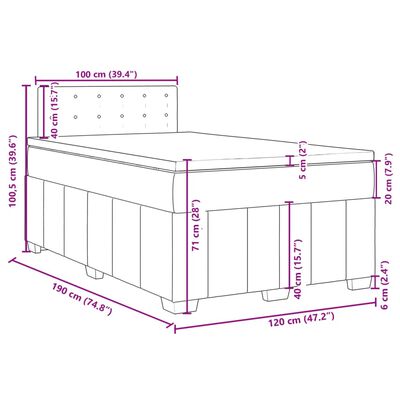 vidaXL Box spring postelja z vzmetnico temno siva 120x190 cm blago