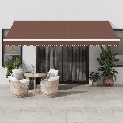 vidaXL Ročno zložljiva tenda z LED rjava 450x350 cm