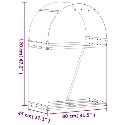 vidaXL Nosilec za polena zelen 80x45x120 cm pocinkano jeklo