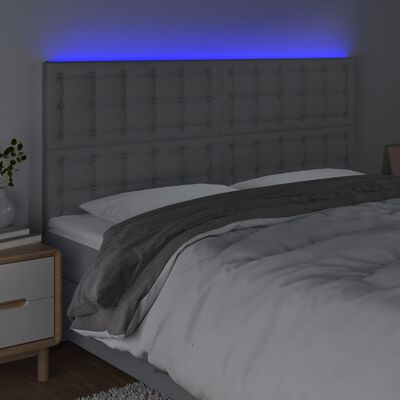 vidaXL LED posteljno vzglavje svetlo sivo 160x5x118/128 cm blago