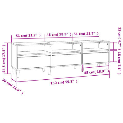 vidaXL TV omarica črna 150x30x44,5 cm inženirski les