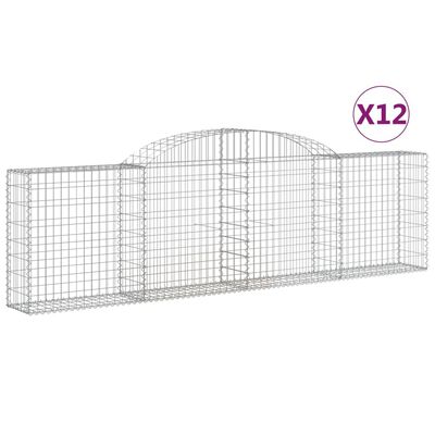 vidaXL Obokane gabion košare 12 kosa 300x30x80/100 cm pocinkano železo