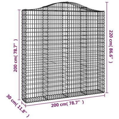 vidaXL Obokane gabion košare 3 kosi 200x30x200/220 cm pocinkano železo