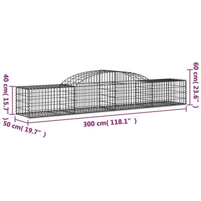 vidaXL Obokane gabion košare 5 kosi 300x50x40/60 cm pocinkano železo