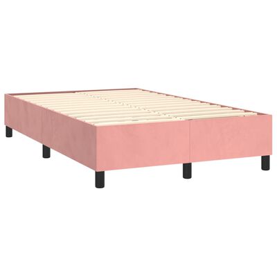 vidaXL Box spring postelja z vzmetnico roza 120x200 cm žamet