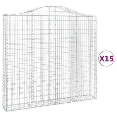 vidaXL Obokane gabion košare 15 kos 200x30x180/200 cm pocinkano železo