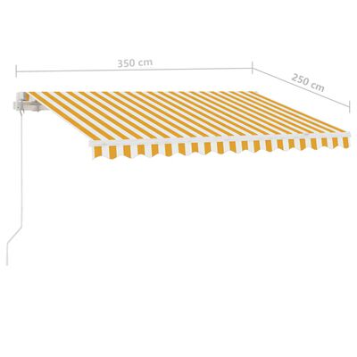 vidaXL Prostostoječa ročno zložljiva tenda 350x250 cm rumena/bela