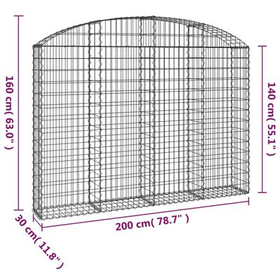 vidaXL Obokana gabonska košara 200x30x140/160 cm pocinkano železo