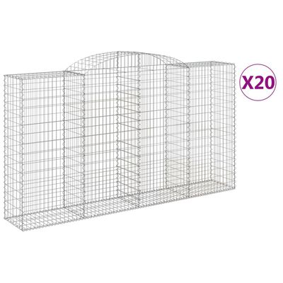 vidaXL Obokane gabion košare 20 kosi 300x50x160/180cm pocinkano železo