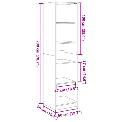 vidaXL Garderobna omara črna 50x50x200 cm iverna plošča