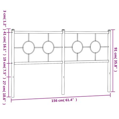 vidaXL Kovinsko posteljno vzglavje črno 150 cm