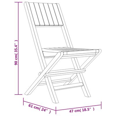 vidaXL Zložljivi vrtni stoli 8 kosi 47x61x90 cm trdna tikovina