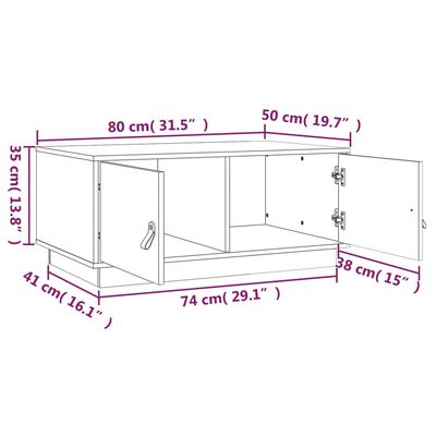 vidaXL Klubska mizica siva 80x50x35 cm trdna borovina