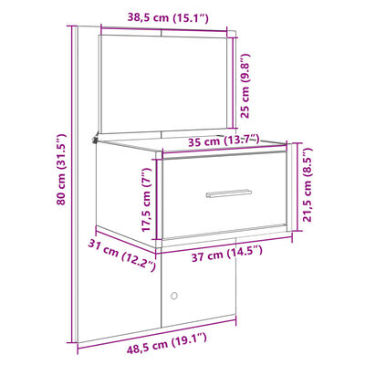 vidaXL Posteljno vzglavje z omaricami siva sonoma 120 cm inž. les